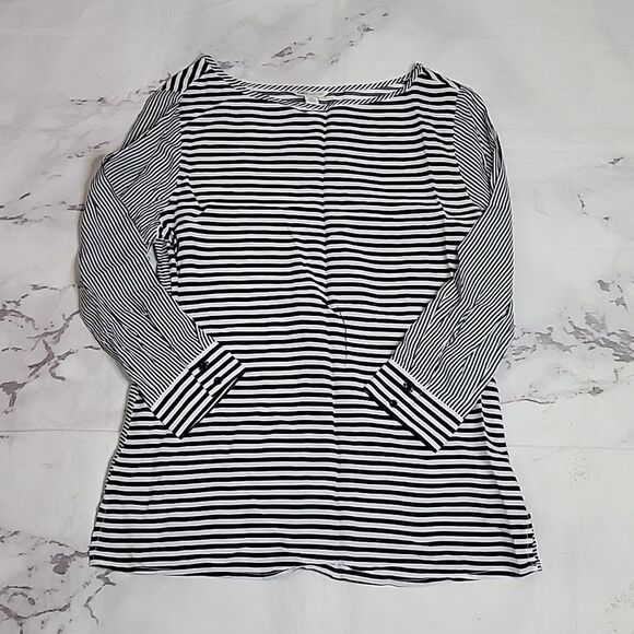Cato Tops - Cato Black/White Striped Blouse